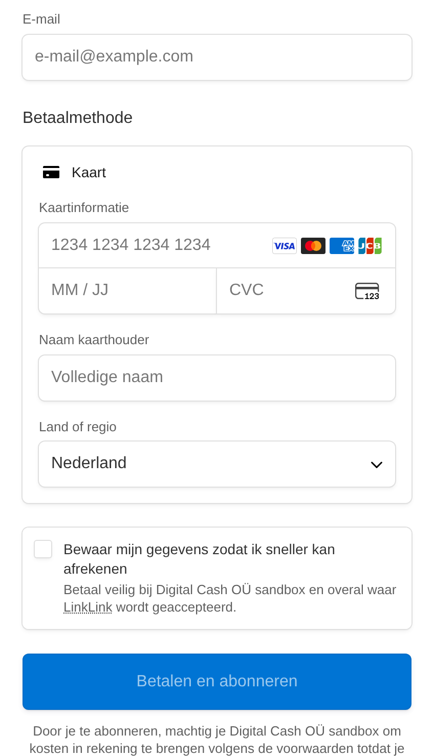 Het veilige kaartinvoerformulier van Stripe
